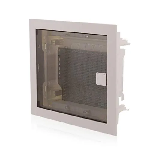 Intratec Multimediaverteiler Kommunikationsverteiler Unterputz, IP40, transparente Tür, Weiß RAL 9003, 650°C Gehäuse, 346x317x92mm