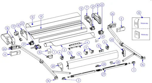 Thule Omnistor 9200 Befestigungssatz Spannstange/Klemmprofil Gehäuse - Zubehör für Wohnmobilzelte, einfach zu verwenden und sorgt für eine effiziente Befestigung Ihrer Markise.