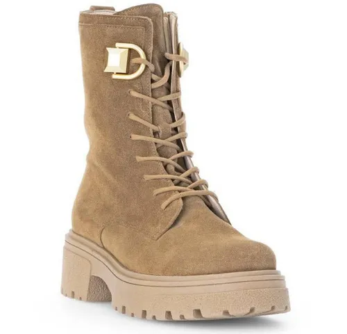 Gabor Schnürstiefel in Braun - Größe 37,5 EU (4,5 UK) - Elegante Schnürstiefel in der Farbe lion (gold matt) mit warmem Innenfutter. Ideal für den modischen Alltag und perfekten Tragekomfort.