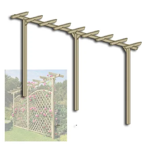 Pergola Holz 450 cm - Elegante Rankhilfe für Ihren Garten - Spalier aus kesseldruckimprägniertem Holz, ideal für Pflanzen und Blumen. Stabile Konstruktion mit 7x7 cm Pfosten und einer Höhe von 223 cm.