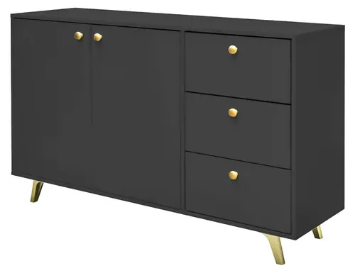 Masseno GALIO Kommode 100 cm schwarz mit 4 Türen