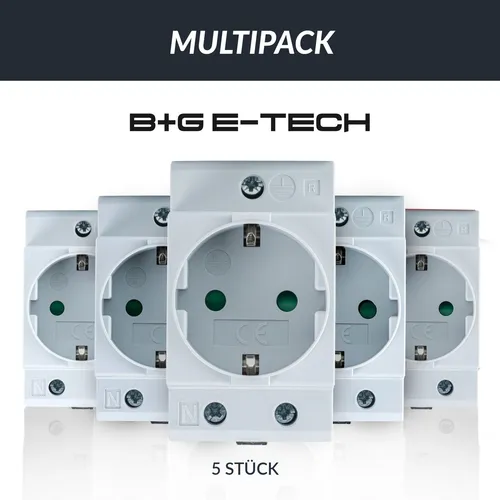 5er Pack Schuko- Einbausteckdose für DIN Hutschiene (GRAU)