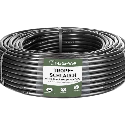 HaGa Tropfschlauch 16mm ohne Druckkompensierung | Meterware – Effizientes Bewässerungssystem für Garten & Balkon – Wasserschlauch für automatische Pflanzenbewässerung – wassersparend