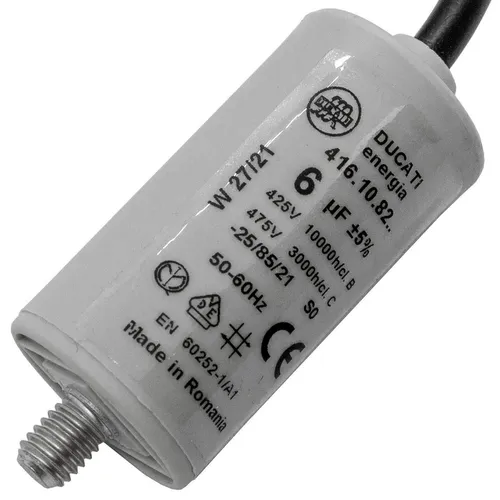 Anlaufkondensator Motorkondensator 6µF 425V 30x56mm Kabel 35cm Ducati 416.10.82