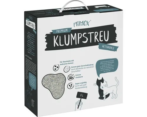 Primox Katzenstreu Premium klumpend mit Aktivkohle 8 l