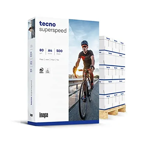 inapa Drucker-/ Kopierpapier tecno Superspeed: 80 g/m², A4, 1 Palette (100.000 Blatt), hochweiß