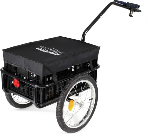 Wiltec Fahrrad Lastenanhänger 145x57,5x73 cm bis 50 kg, Fahrradanhänger mit Transportkiste, Schnellkupplung und Luftreifen, Handwagen Anhänger für Fahrrad