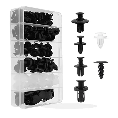 Auto Befestigung Clips,100 Stück Spreiznieten Kunststoff,Universal Befestigungclips Plastikklips Satz,6 Arten Türverkleidung Klammern,Spreiznieten Karosserie Befestigungssatz