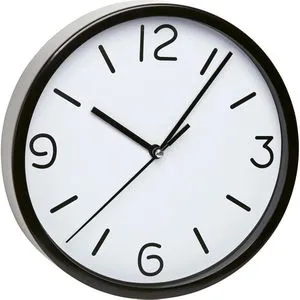TFA Wanduhr 60.3033.01, Kunststoff, analog, Quarzuhr, Ø 20 cm, schwarz