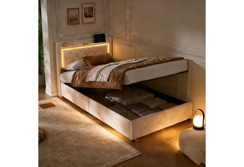 QLTXYHML Kommode aus Massivholz mit 4 Rattanschubladen in beige von PXloue