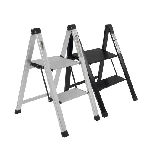 TRUTZHOLM 2-stufige klappbare Trittleiter - Leiter für den Haushalt, bis 150 kg belastbar, mit rutschfesten Stufen und gummierten Füßen für maximale Sicherheit und Stabilität.