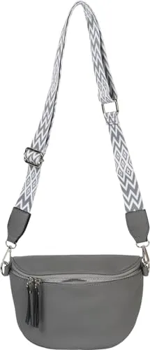 styleBREAKER Damen Halbmond Crossbody Schultertasche - Modische Umhängetasche aus hochwertigem Kunstleder mit verstellbarem Schultergurt im Zick-Zack Design. Vielseitig tragbar als Umhängetasche oder Crossbag und ideal für jeden Anlass.