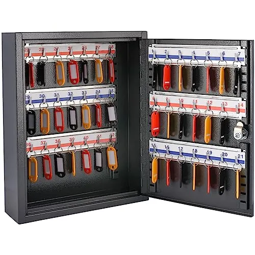 SEVICO Schlüsselbox Schlüsselkasten Schlüsselschrank verstellbare Hakenleisten abschließbarer Kasten Sicherheitsschloß inklusive 2 Schlüssel 42 Haken