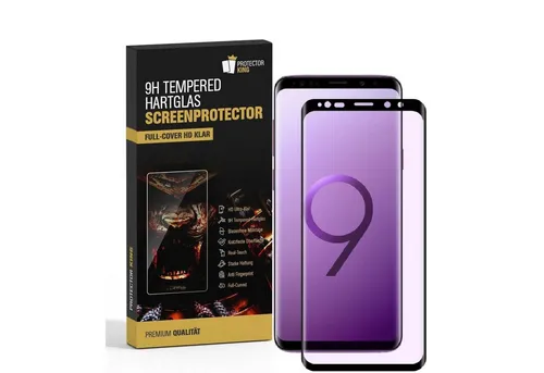 Protectorking Schutzfolie 3x 9H Hartglas für Samsung Galaxy S9 Plus FULL CURVED Displayschutz, (3-Stück), Displayschutzglas, Schutzglas Echtglas Tempered 9H Härte HD-KLAR
