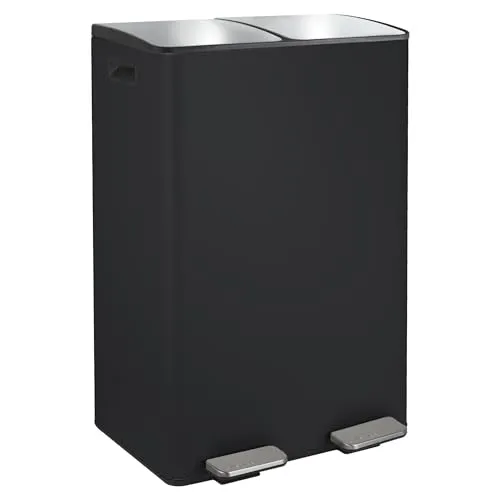 Spirella Treteimer aus Stahl, 60L, Slow Close Mechanismus - Haushaltszubehör mit 2x30L Innenbehältern für effiziente Mülltrennung und leise Deckelöffnung – ideal für ein modernes Zuhause.