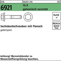 DIN 6921 Sechskant-Flanschschraube M8x35 Stahl 10.9 - Maschinenschrauben: Hochfeste, galvanisch verzinkte Sechskantschrauben mit Flansch für zuverlässige Verbindungen, 200 Stück im Set.