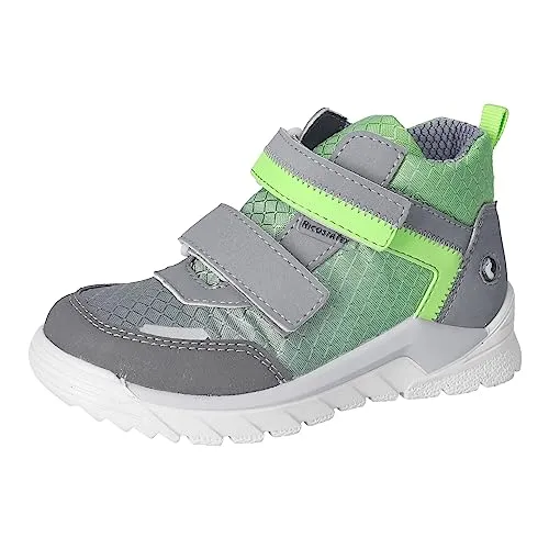 RICOSTA Jungen Stiefel Marvin,Kinder Boots,WMS:Mittel,lose Einlage, TEX,wasserdicht,Klettstiefel,Booties,Graphit/Limette (450),30 EU