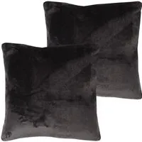 Bestlivings Kissenhülle Kuschel Kissenbezug mit Reißverschluss 45 x 45 cm Schwarz 2er Pack