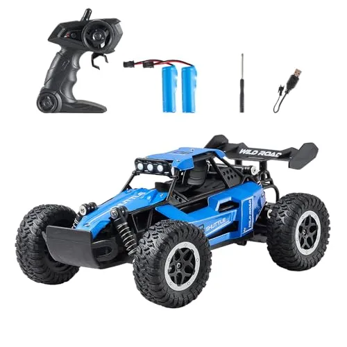 Great-JUNAMT Remote & App-Controlled Cars Ferngesteuertes Auto RC-Autos 1:16 Geländewagen Monstertruck LED-Scheinwerfer Outdoor 2WD Offroad Hobby RC 2,4 GHz High Speed (blau)