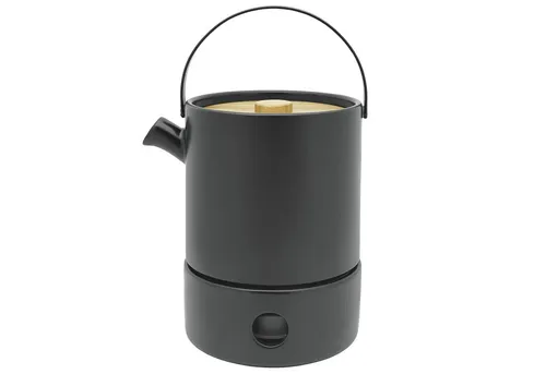 Bredemeijer Teeset 'Umea' 2-teilig - Teekocher aus modernem Keramikdesign mit 1,2 Liter Teekanne und Bambusdeckel, ideal für stilvolles Teetrinken.