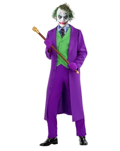 Funidelia Joker Kostüm - The Dark Knight für Herren Größe L - Offizielles Kostüm des Jokers für Karneval, Halloween und Kostümpartys. Inklusive Jacke, Weste, Hose und Handschuhe – perfekt für Superhelden- und Bösewicht-Fans!