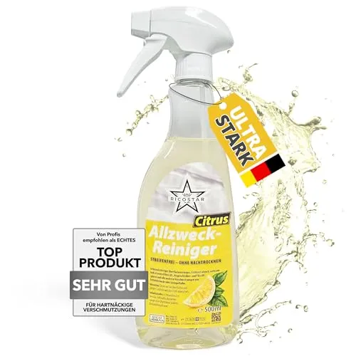 Ricostar Allzweckreiniger Citrus 500 ml – Universalreiniger für streifenfreien Glanz & hygienische Sauberkeit – Reinigungsspray für die Oberflächenreinigung – Effektiv gegen Verschmutzungen