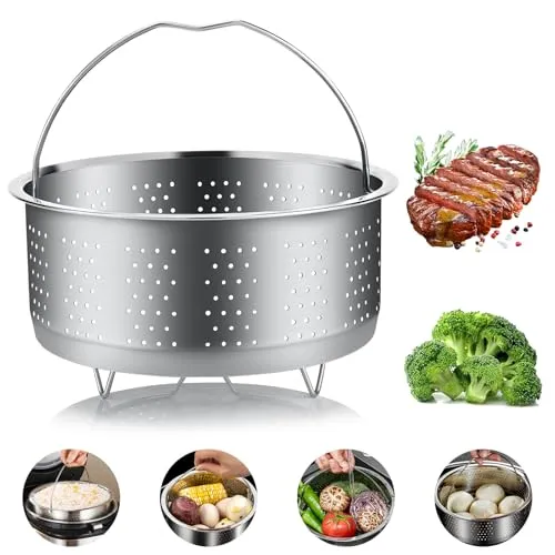 Aomig Dünsteinsatz für töpfe, Einstellbar Edelstahl Dampfgarer, (14 cm-23 cm) Dampfgarer Einsatz, Faltbar Dämpfeinsatz, gemüsedämpfer, gemüsedünster für Kochtöpfeund verschiedenes Kochen