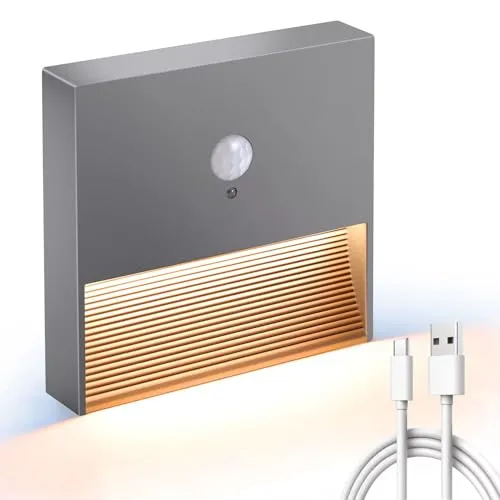 Batterie Nachtlicht Bewegungssensor Licht Innenbewegungssensor Wiederaufladbare Nachtlicht Bewegungssensor Stick auf Lichtern, Einstellbare Helligkeit für Wand,Treppe,Schrank,Flur (1Pack)