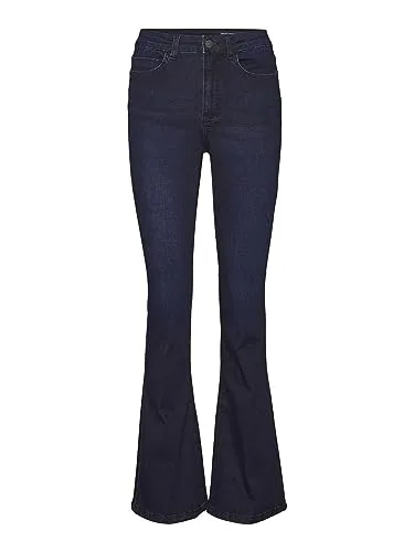 Noisy may Bootcut-Jeans NMSALLIE HW FLARE JEANS VI241DB NOOS - Modische Bootcut-Jeans in Dark Blue Denim, mit elastischem Material für optimalen Tragekomfort und pflegeleichtem Denim, ideal für jeden Anlass.