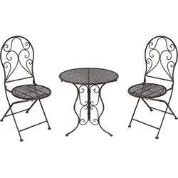 Tischgruppe Lani Braun HTI-Line - Gartenmöbel-Set aus elegantem Metall, ideal für romantische Momente auf Balkon und Terrasse mit filigranen Details und nostalgischem Design.
