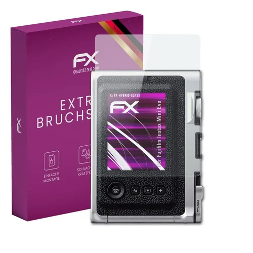 atFoliX Glasfolie für Fujifilm Instax Mini Evo Displayfolie 9H Schutzpanzer