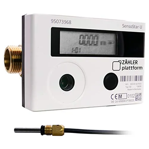 Zähler Plattform Wärmezähler SensoStar U Eichung 2025 Ultraschall Kompaktwärmezähler Nenndurchfluss Qn 1,5 m³/h, Anschlussgewinde 3/4 Zoll, Baulänge 110 mm, Temperaturfühler Ø 5,0 mm Wärmemengenzähler