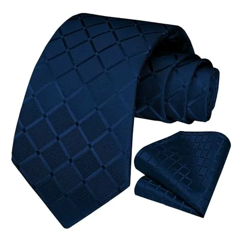 OcioDual Krawatte Dunkelblau Krawatte Herren, Krawatten für Herren mit Einstecktuch, Tie, Elegant Set für Feiern, Events, Krawatten Damen, Hochzeitskrawatten, Geschäftsleute, Gravatas Hommes