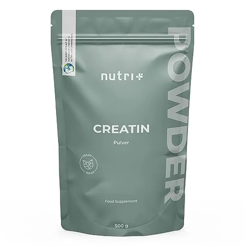 Nutri + Creatin Monohydrat 500 g - Kreatin Pulver hochdosiert, ultrafein, vegan und neutral - Creatine Powder Mono Mesh 200 - Premiumqualität
