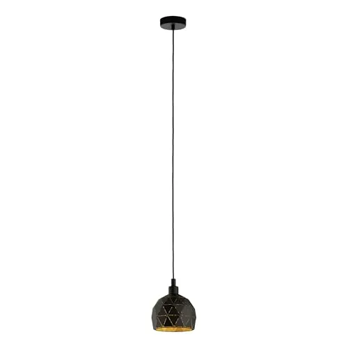 EGLO Pendelleuchte Roccaforte - Elegante Hängelampe in Schwarz und Gold - Moderne Pendelleuchte für Esstisch und Wohnzimmer, mit geometrischem Cut-Out Muster und faszinierendem Lichtspiel. E14 Fassung, ideal für stilvolle Akzente.