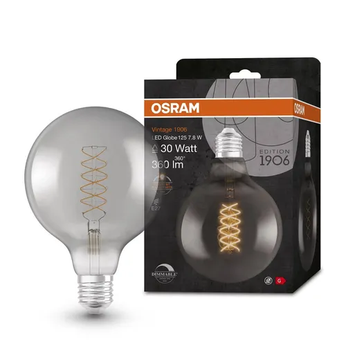 Osram LED Spiral Filament G125 Globe Vintage 7,8W=30W E27 Rauchglas 1800K Licht