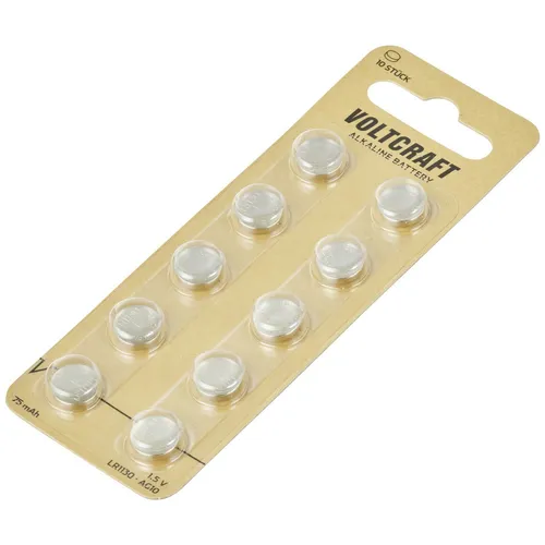 VOLTCRAFT Knopfzelle LR 1130 - 10er Set - Batterien für langlebige Energieversorgung, ideal für Uhren und kleine Geräte. Hochwertige Alkali-Mangan Zellen im praktischen 10er Set.