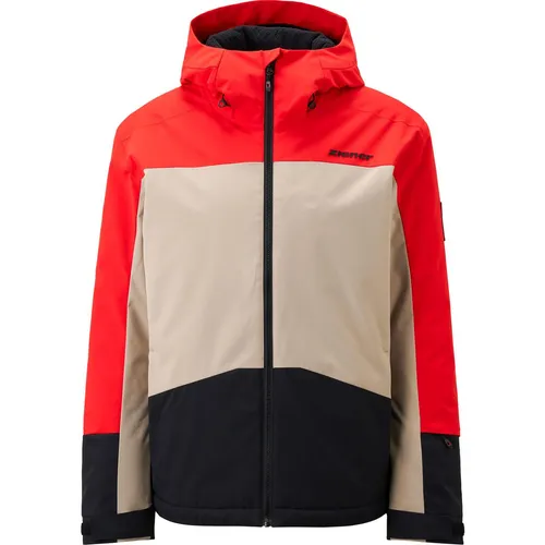 ZIENER TARAINO-Z Herren Skijacke, rot, Gr. 50 - Funktionsjacke mit wasser- und winddichter AQUASHIELD® Membran, ideal für Skifahrer, die auch bei schlechtem Wetter warm und trocken bleiben möchten.