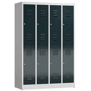 Steelboxx Spind für 8 Personen - abschließbarer Spindschrank - Robuster und abschließbarer Steelboxx Spind für Umkleide- und Pausenräume, komplett verschweißt und montiert. Ideal für Schulen, Fitnessstudios und mehr - bietet 4 Abteile mit 8 Fächern für optimale Stauraumnutzung.