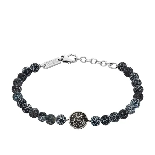 Diesel Herrenarmband Beads Achat schwarz, DX1464040 - Armbänder für Herren, aus poliertem Achat in elegantem Schwarz, mit sicherem Karabinerverschluss für stilvolles Tragen.