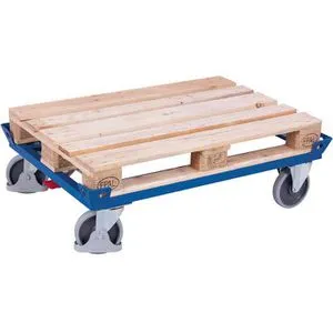 VARIOfit Paletten-Fahrgestell sw-870.041 - Palettenfahrgestell für halbe Europaletten, Tragkraft 500 kg und mit EasySTOP Zentralbremse für sichere Nutzung. Ideal für den professionellen Einsatz.