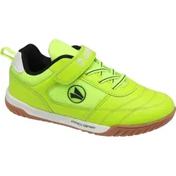 Jako J-SH Winger EV Sportschuhe Kinder - Hochwertige Hallenfußballschuhe in Neongelb, ausgestattet mit JAKO Fast-Dry Lining für trockene Füße und rutschfester PRO-GRIP Sohle für optimalen Halt.