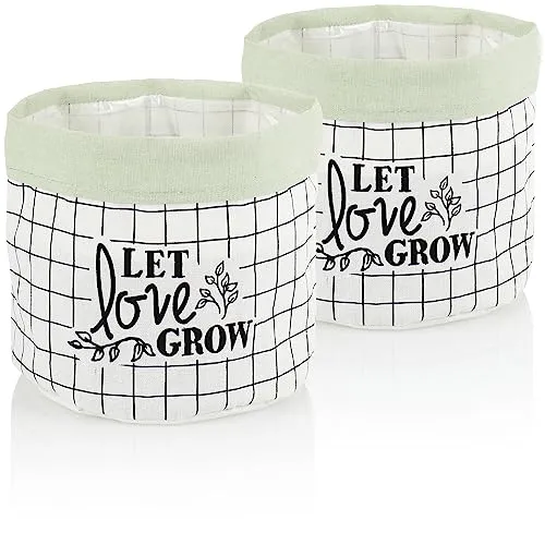 com-four® 2x Übertopf - Aufbewahrungsbox für Kosmetik, Spielzeug, Kleidung, Handtücher - Aufbewahrungskorb fürs Bad, Flur, Kinderzimmer - Überziehtopf, Stoffkorb - runder Organizer (2tlg. - hellgrün)