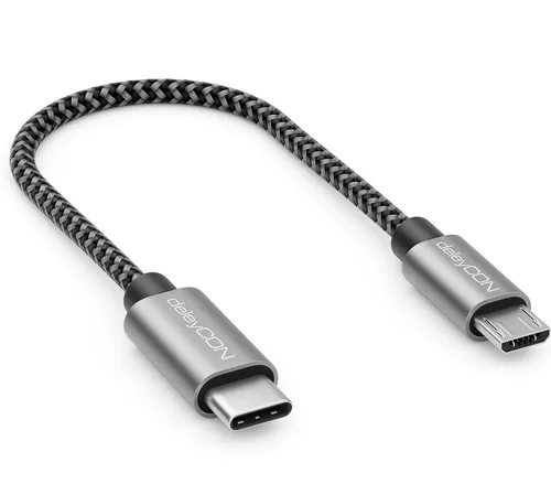 deleyCON 0,15m USB C auf Micro USB Kabel Adapter 15cm Kurz