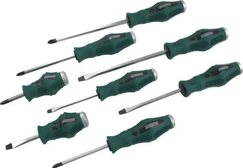 Brüder Mannesmann Schraubendreher-Set 8teilig - 8-teiliges Schraubendreher-Set aus Chrom-Vanadium-Stahl, ideal für präzise Arbeiten in Werkstatt und Haushalt.
