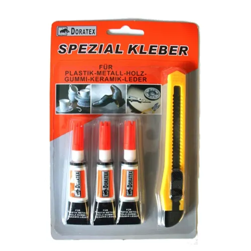 3x 3g Spezial Kleber incl. Cuttermesser Metall Gummi Keramik #006 2,87€/10g
