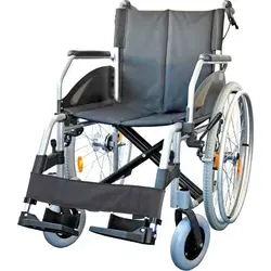 FabaCare Rollstuhl Alu Lexis, Leichtrollstuhl faltbar mit Trommelbremse, Steckachse, Transportrollstuhl bis 130 kg, Sitzbreite 51 cm