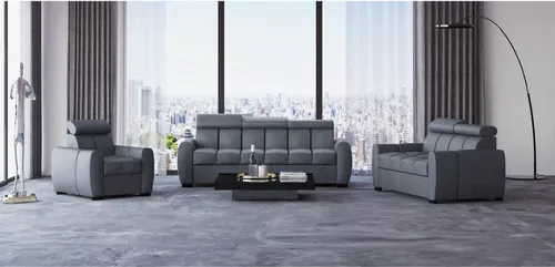 Gomez Dunkelgrau Polstergarnitur 3+2+1 mit Schlaffunktion