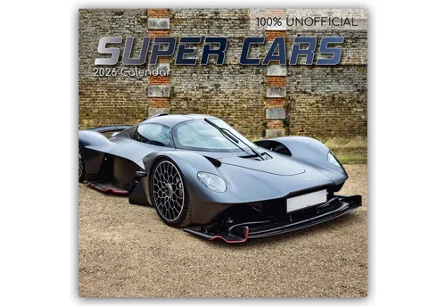 Gifted Stationery Co. Ltd | Super Cars - Traumautos 2026 Kalender - 16-Monatskalender mit beeindruckenden Sportwagen-Motiven, ideal zur Planung und Dekoration. Hochwertiger Druck und kompaktes Format für jeden Raum.