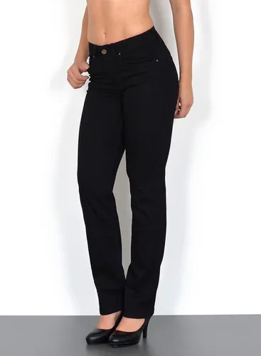 ESRA High Waist Straight Fit Jeans für Damen – Schwarz - Stylische High Waist Straight Fit Jeans für Damen in Schwarz. Elastisches Material sorgt für optimalen Tragekomfort. Perfekt für lässige Looks und erhältlich bis Übergröße.
